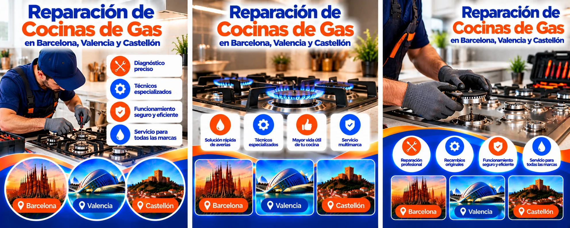 Reparación de Cocinas de Gas en Barcelona, Valencia y Castellón Reparacion Profesional de Cocinas de Gas - Reparación de Cocinas de Gas en Barcelona, Valencia y Castellón