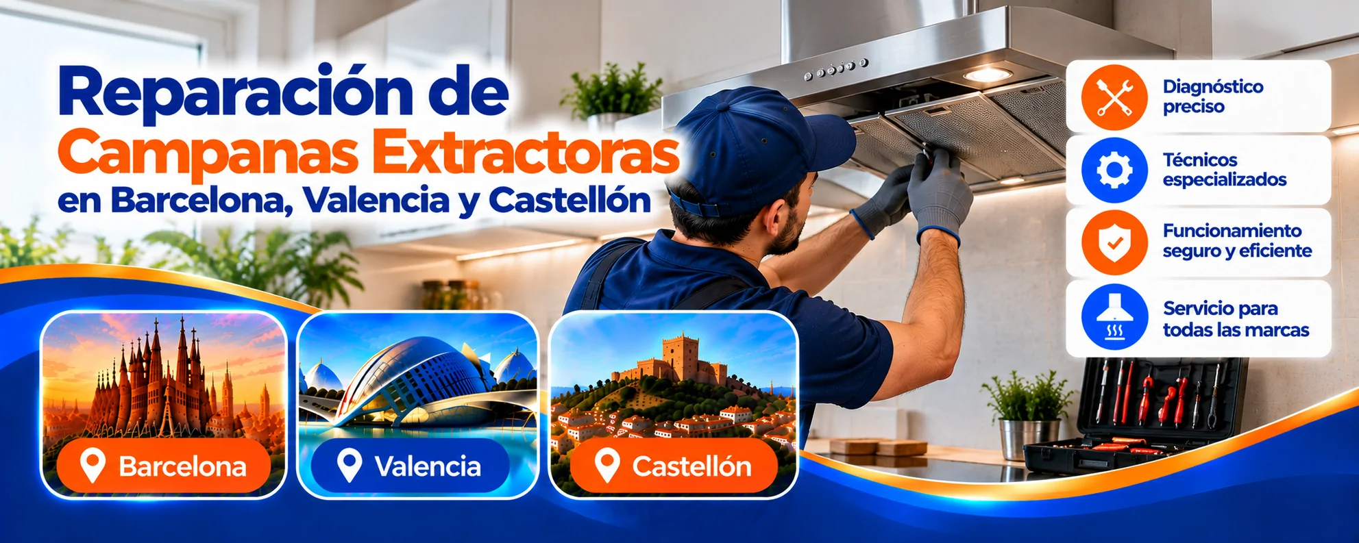 Reparación de Campanas Extractoras en Barcelona, Valencia y Castellón Reparacion de Campanas en Espana - Reparación de Campanas Extractoras en Barcelona, Valencia y Castellón
