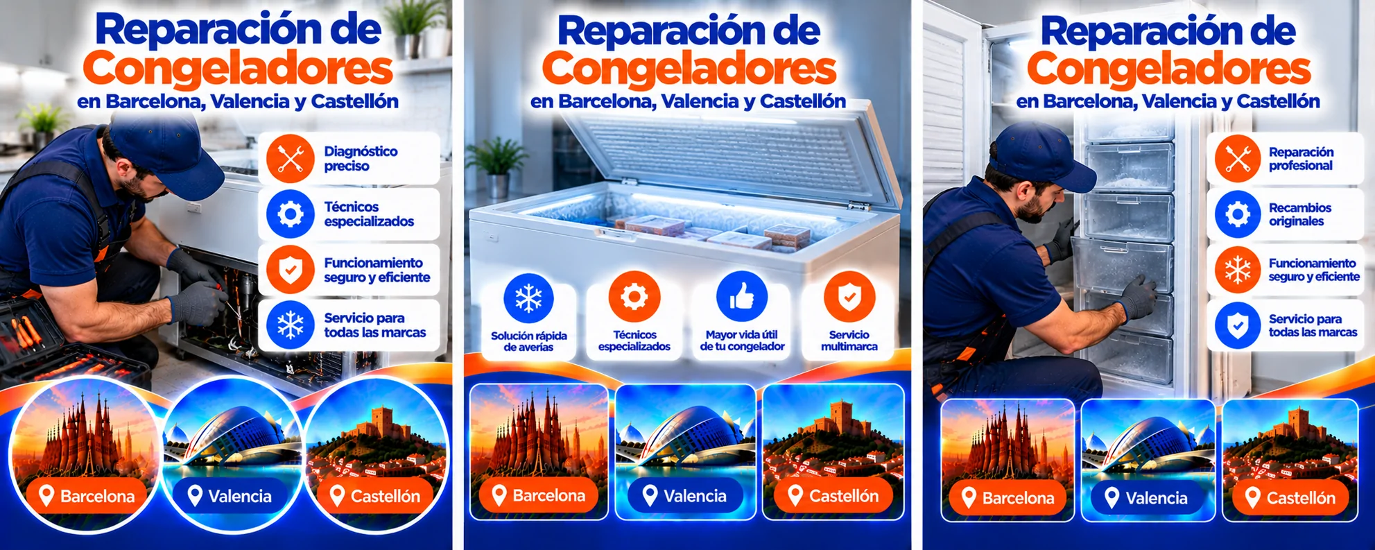 Reparación de Congeladores en Barcelona, Valencia y Castellón Reparacion de Congeladores en Tres Ciudades - Reparación de Congeladores en Barcelona, Valencia y Castellón