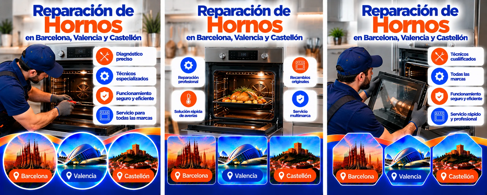 Reparación de Hornos en Barcelona, Valencia y Castellón Reparacion de Hornos en Tres Ciudades - Reparación de Hornos en Barcelona, Valencia y Castellón