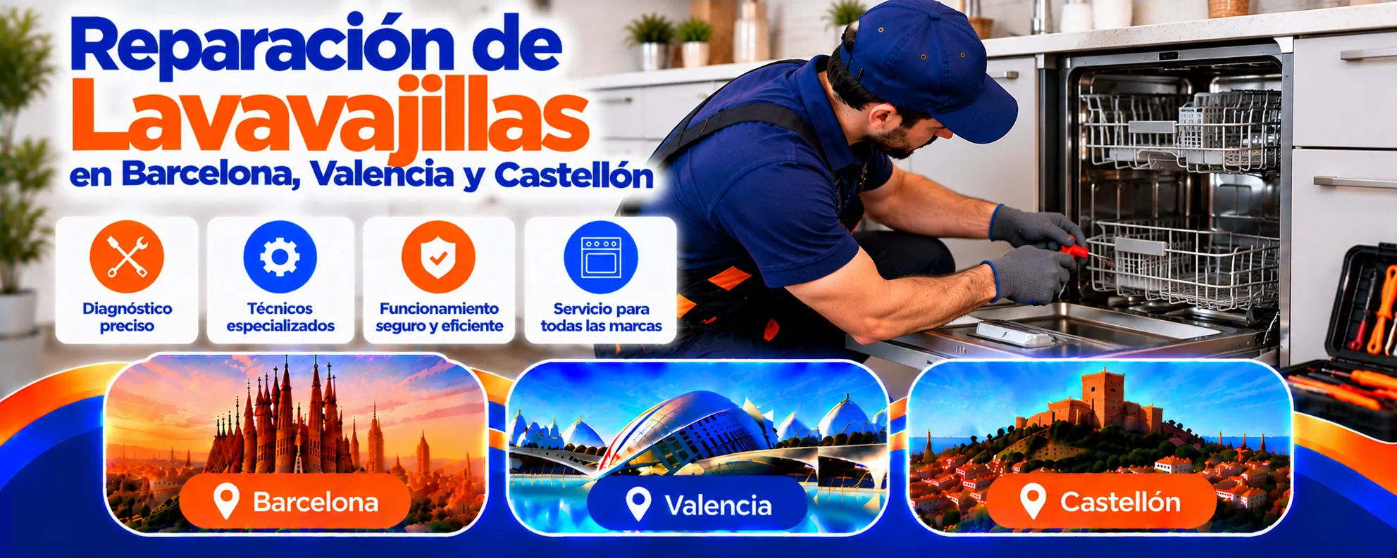 Reparación de Lavavajillas en Barcelona, Valencia y Castellón Reparacion de Lavavajillas en Espana - Reparación de Lavavajillas en Barcelona, Valencia y Castellón