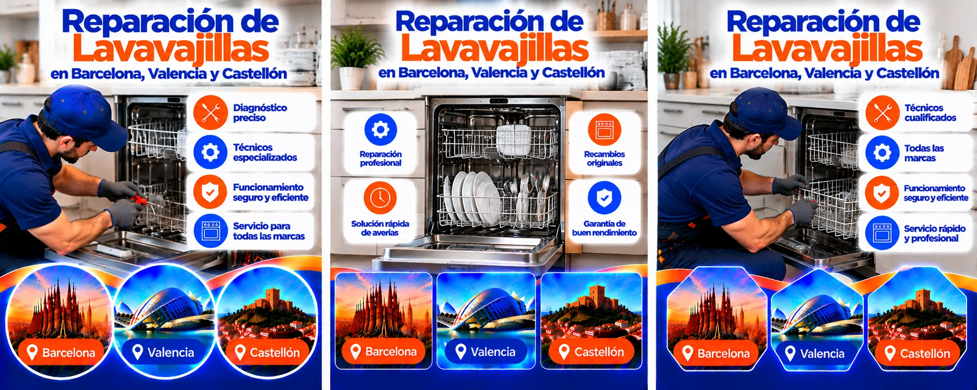 Reparación de Lavavajillas en Barcelona, Valencia y Castellón Reparacion de Lavavajillas en Tres Ciudades - Reparación de Lavavajillas en Barcelona, Valencia y Castellón