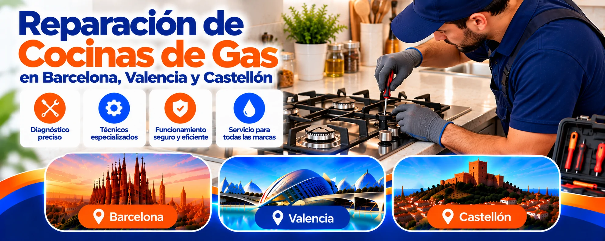 Reparación de Cocinas de Gas en Barcelona, Valencia y Castellón Reparacion de cocinas de gas en Espana - Reparación de Cocinas de Gas en Barcelona, Valencia y Castellón