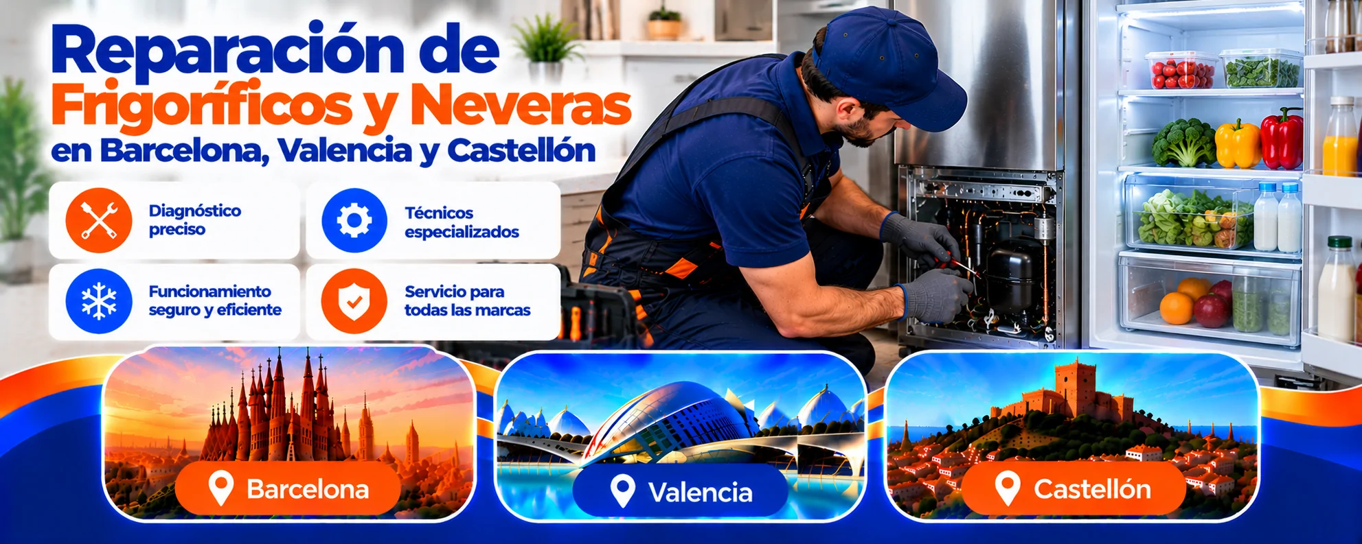 Reparación de Frigoríficos y Neveras en Barcelona, Valencia y Castellón Reparacion de frigorificos en tres ciudades - Reparación de Frigoríficos y Neveras en Barcelona, Valencia y Castellón