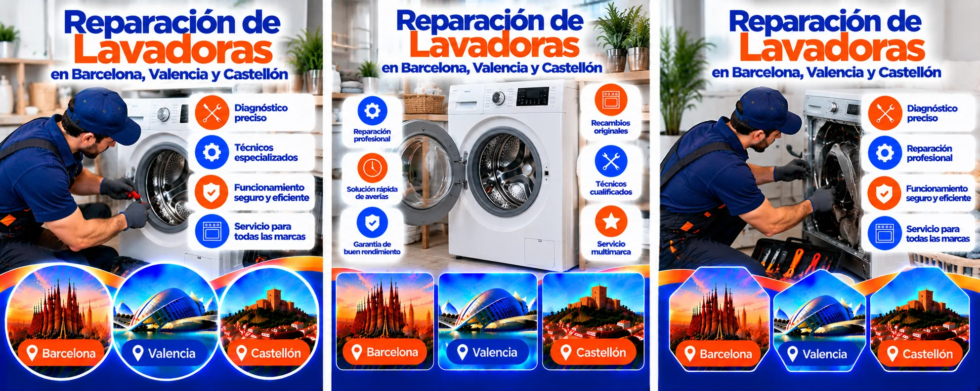 Reparacion profesional de lavadoras multiciudad - Reparaci&oacute;n de Lavadoras en Barcelona, Valencia y Castell&oacute;n
