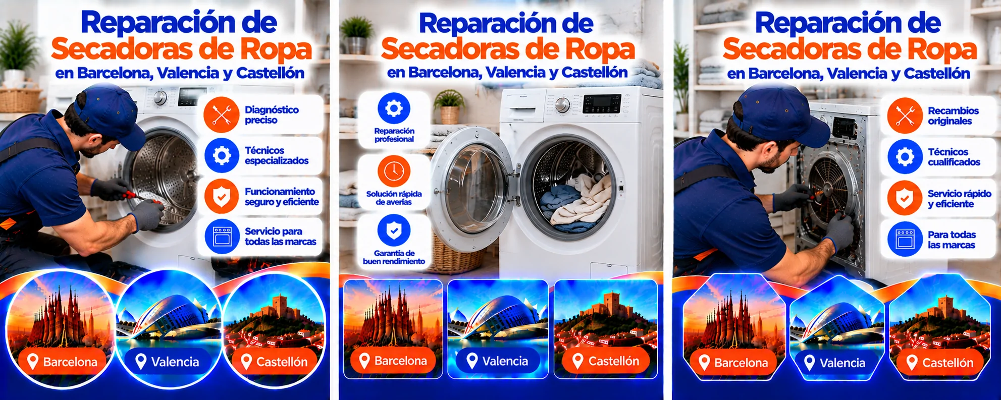 Reparación de Secadoras de Ropa en Barcelona, Valencia y Castellón Reparacion profesional de secadoras en Espana - Reparación de Secadoras de Ropa en Barcelona, Valencia y Castellón