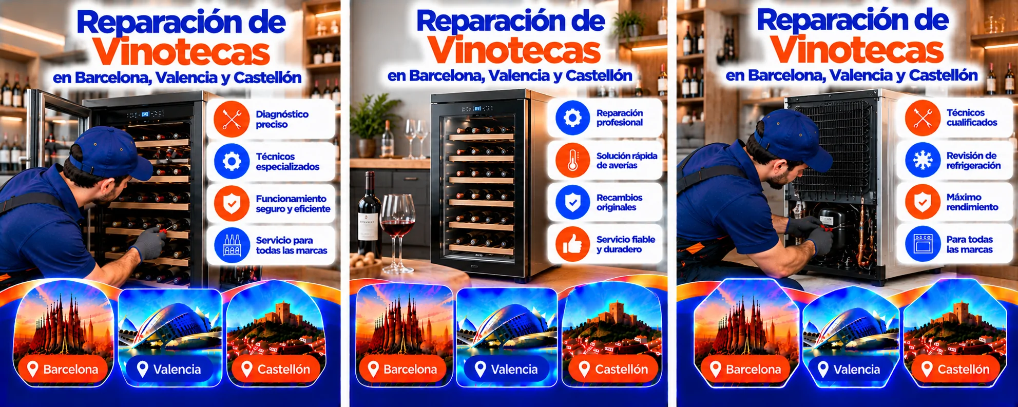 Reparación de Vinotecas en Barcelona, Valencia y Castellón Reparacion profesional de vinotecas en Espana - Reparación de Vinotecas en Barcelona, Valencia y Castellón